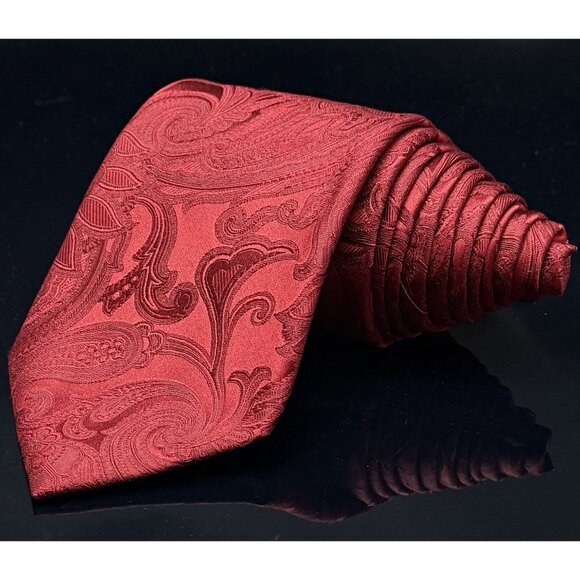 Donald J Trump Signature Collection Neck Tie Burgundy Red Paisley 59" - Picture 7 of 7